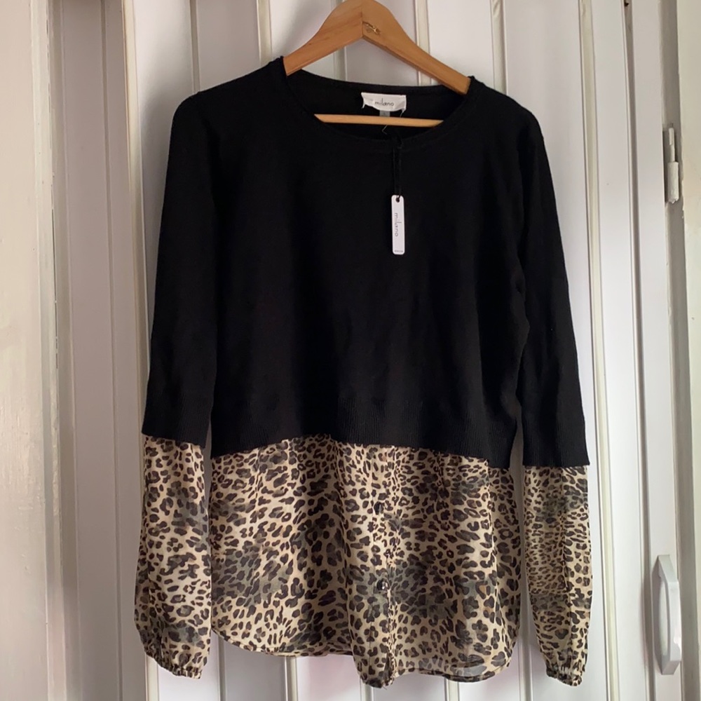 Black and leopard sweater